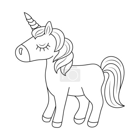 Illustration for Line art unicorn kids illustration for  Children coloring book page - Royalty Free Image