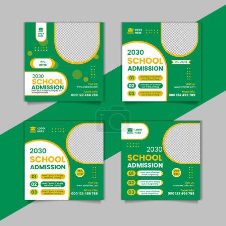 Illustration for Flat back to school banner and school admission facebook cover post - Royalty Free Image