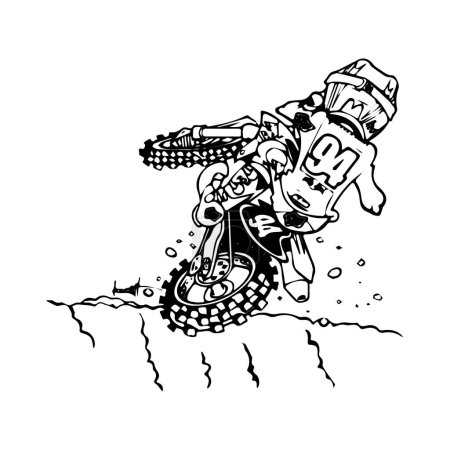 handgezeichnete Motorradlinie Kunst Kinder für Kinder Malbuch Seite