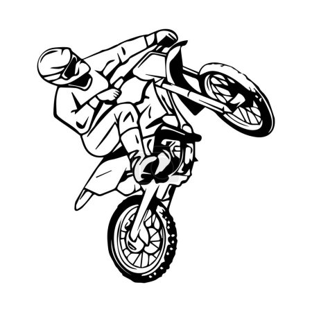 Ilustración de Línea de la motocicleta dibujada a mano arte niños para colorear página del libro - Imagen libre de derechos