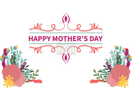 Ilustración de Mamá y el amor del niño adorno de tarjeta de felicitación para el día feliz de las madres - Imagen libre de derechos