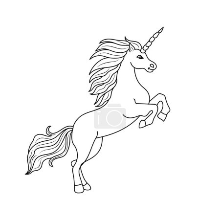 Illustration for Line art unicorn kids illustration for  Children coloring book page - Royalty Free Image