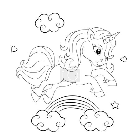 Illustration for Children Coloring page design with cute unicorn - Royalty Free Image