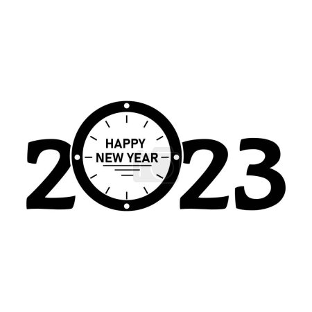 Illustration for Happy new year 2023 text typography design and Christmas elegant decoration 2023 - Royalty Free Image