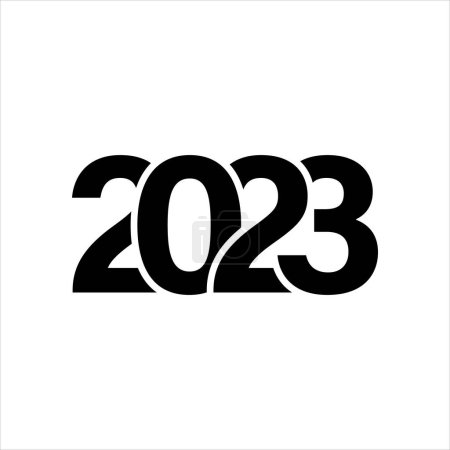 Ilustración de Feliz año nuevo 2023 texto tipografía diseño y decoración elegante Navidad 2023 - Imagen libre de derechos