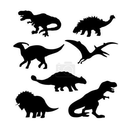 Illustration for Black dinosaur silhouettes for kids - Royalty Free Image