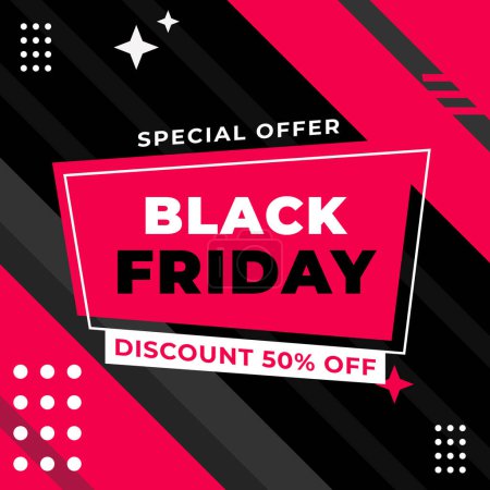 flat black friday Instagram social media posts collection, Instagram post, sale social media banner template with black background, Friday sale banner, Friday sale post