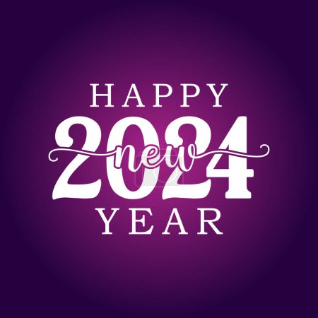 Illustration for Happy New Year 2024 text typography design and Christmas elegant decoration 2024, New Year set, New Year banner and Instagram post, New Year logo, New Year t-shirt - Royalty Free Image