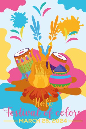 Happy Holi colorful banner template indian hinduism festival celebration, social media poster design and horizontal banner template for Holi festival celebration