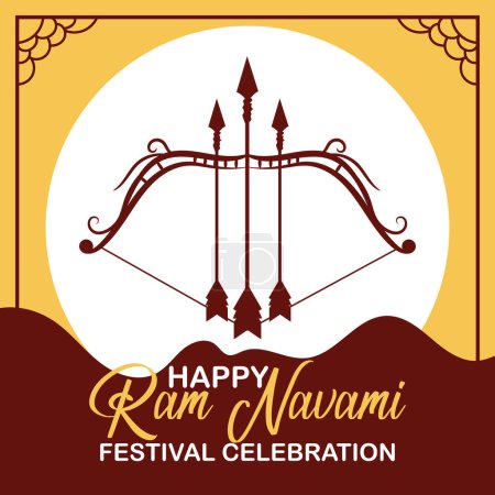 Glücklich Ram Navami kulturellen Banner Hindu-Festival vertikale Post wünscht Festkarte Ram Navami Feier Hintergrund, Gelb Beige Hintergrund indischen Hinduismus Festival Social Media Banner