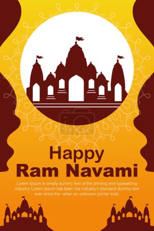 Glückliche Ram Navami kulturelle Banner Hindu-Festival vertikale Post wünscht Festkarte Ram Navami Social Media Banner Ram Navami Grüße Gelb Beige Hintergrund indischen Hinduismus Festival Social Media Banner Ram Navami Feier Hintergrund