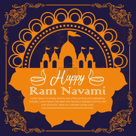 Glückliche Ram Navami kulturelle Banner Hindu-Festival vertikale Post wünscht Festkarte Ram Navami Feier Hintergrund und Ram Navami Grüße Gelb Beige Hintergrund indischen Hinduismus Festival Social Media Banner