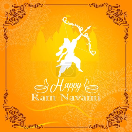 Glückliche Ram Navami kulturelle Banner Hindu-Festival vertikale Post wünscht Festkarte Ram Navami Feier Hintergrund und Ram Navami Grüße gelber Hintergrund indischen Hinduismus Festival Social Media Banner