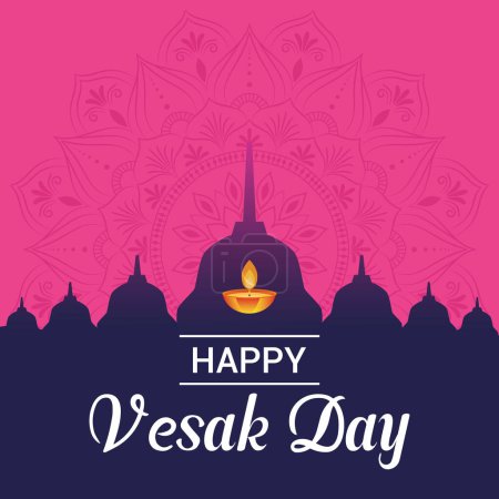 Flat Vesak Day Illustration Festival celebration and Vesak Day Banner