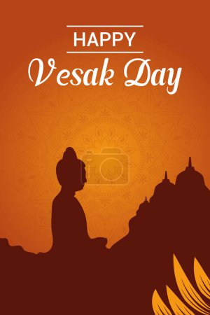 Fête de l'illustration du jour du Vesak plat et bannière du jour du Vesak