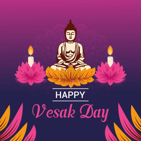 vesak day illustration festival celebration social media post and vesak day Banner