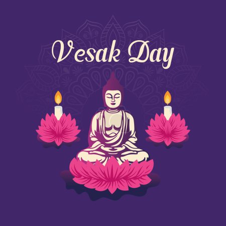 Illustration for Vesak day illustration festival celebration social media post and vesak day Banner - Royalty Free Image