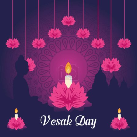 vesak day illustration festival celebration social media post and vesak day Banner