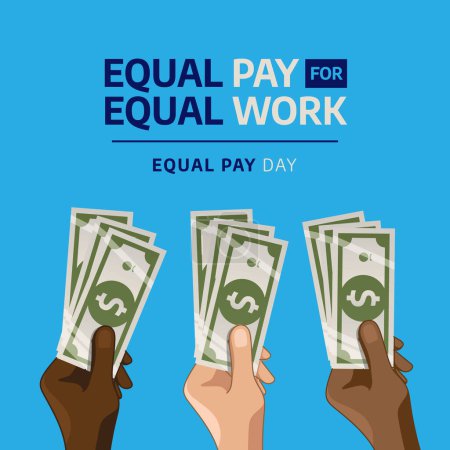 Illustration for Equal pay day vector illustration. equal pay day greeting template with hand and money flat illustration. money and hand vector design. - Royalty Free Image