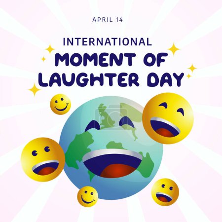 Illustration for International moment of laughter day vector illustration. flat globe and laugh emoji vector design. emoji design vector. - Royalty Free Image