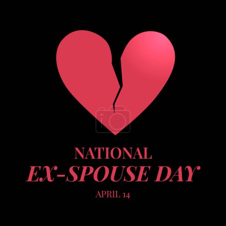 Illustration for National ex spouse day. national ex-spouse day. vector illustration with broken heart. flat broken heart illustration. - Royalty Free Image
