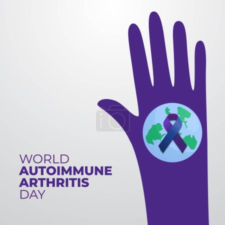 Illustration for World Autoimmune Autoinflammatory Arthritis Day design template for celebration. purple ribbon. World Autoimmune Autoinflammatory Arthritis Day vector illustration. hand vector design. ribbon illustra - Royalty Free Image