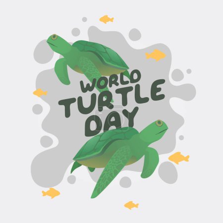 Ilustración de Plantilla de diseño del día de la tortuga mundial para la celebración. tortuga vector de diseño. ilustración del día de tortuga. diseño plano. - Imagen libre de derechos