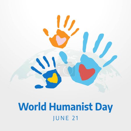 Téléchargez les illustrations : Monde humaniste jour vecteur modèle pour la célébration. Journée mondiale de l'humanisme. journée humaniste mondiale. conception vectorielle à main plate. - en licence libre de droit
