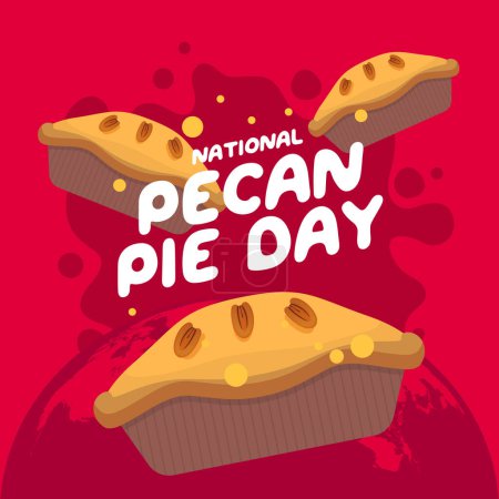 national pecan pie day design template for celebration. pecan pie vector image. pecan pie illustration. flat cake illustration.