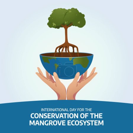 Internationaler Tag zur Erhaltung des Mangroven-Ökosystems. Illustration zum Mangrovendesign. flaches Mangrovendesign.