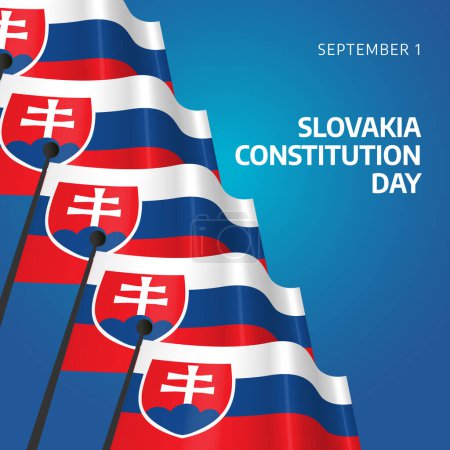 Téléchargez les illustrations : Slovaquie modèle de conception de jour de constitution bon pour la célébration. Drapeau Slovaquie design. Jour de l'indépendance Slovaquie. Conception plate. - en licence libre de droit