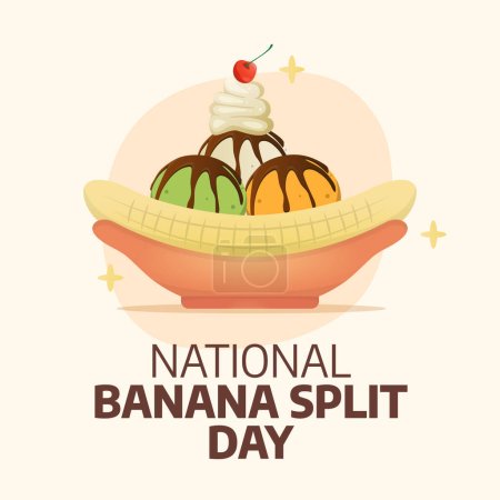 national banana split day design template good for celebration. banana split illustration design. vector illustration. flat design. eps 10.