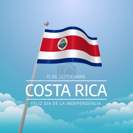 Téléchargez les illustrations : Modèle de conception de fête de l'indépendance du Costa Rica bon pour l'utilisation de célébration. drapeau costa rica design. dessin du drapeau. design plat. vecteur eps 10. - en licence libre de droit