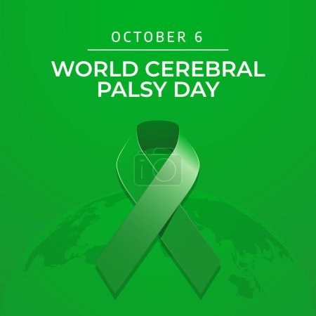 World Cerebral Palsy Day design template good for celebration usage. green ribbon flat design. ribbon design. flat design. vector eps 10.