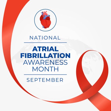 National Atrial Fibrillation Awareness Month design template good for celebration usage. red ribbon vector design. heart vector image. flat design. vector eps 10.