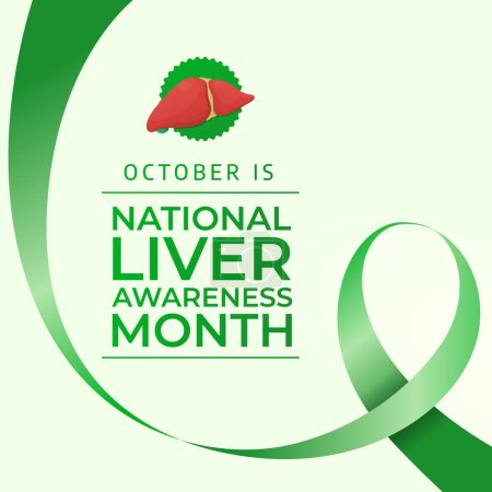 Illustration for National Liver Awareness Month vector design template good for celebration usage. green ribbon vector illustration. flat design. vector eps 10. - Royalty Free Image