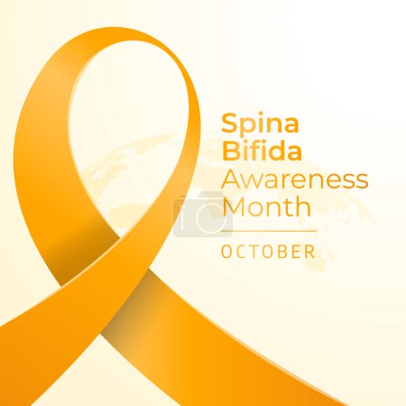 Illustration for National Spina Bifida Awareness Month vector design template good for celebration usage. yellow ribbon vector design. flat ribbon design. vector eps 10. - Royalty Free Image