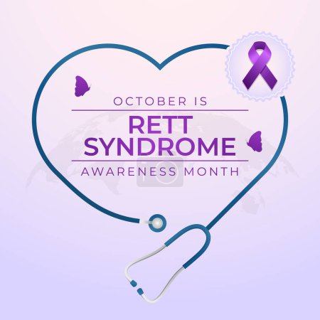 Illustration for Rett Syndrome Awareness Month design template good for celebration usage. purple ribbon vector design. purple ribbon illustration. flat design. vector eps 10. - Royalty Free Image