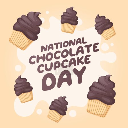 Illustration for National Chocolate Cupcake Day design template good for celebration usage. chocolate cupcake vector illustration. vector eps 10. flat design. - Royalty Free Image