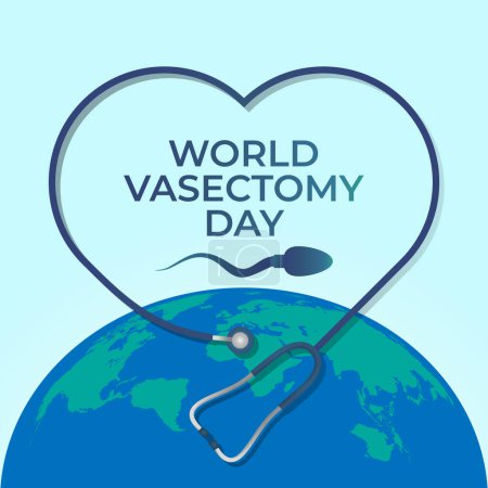 Illustration for World Vasectomy Day design template good for celebration. vasectomy vector illustration. globe vector image. vector eps 10. flat design. - Royalty Free Image