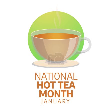 Illustration for Hot Tea Month Celebration: Vector Design Template for Cozy Designs. Warm up your projects with this charming tea-themed illustration, perfect for January's festivities. - Royalty Free Image