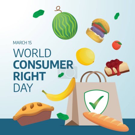 Illustration for Consumer Rights Day: Vector Design Template for Empowering Visuals. Illustrate advocacy and awareness with this impactful graphic element. - Royalty Free Image