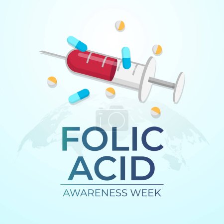 Illustration for Raise Folic Acid Awareness: Vector Design Template for Health Campaigns. Highlight the importance of this vital nutrient with an engaging graphic. - Royalty Free Image