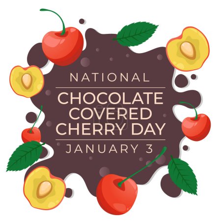 Illustration for Indulge in Delight: Vector Design Template for Chocolate Covered Cherry Day. Celebrate this sweet occasion with a deliciously themed graphic. - Royalty Free Image