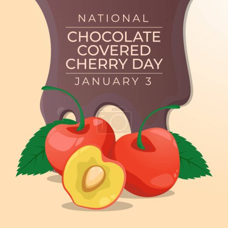 Illustration for Indulge in Delight: Vector Design Template for Chocolate Covered Cherry Day. Celebrate this sweet occasion with a deliciously themed graphic. - Royalty Free Image