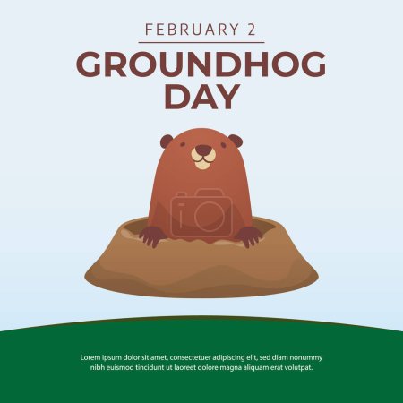 Illustration for Cheerful Groundhog Illustration Embrace the Spirit of Spring in this Playful Vector Design. - Royalty Free Image