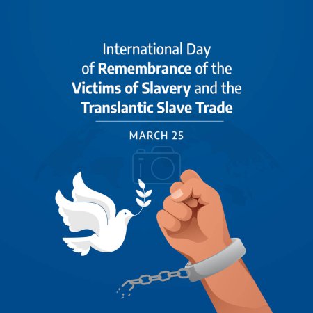 Internationaler Tag des Gedenkens an die Opfer der Sklaverei und des Transatlantischen Sklavenhandels als Vorlage für Feierlichkeiten. flache Bauweise. Vektor Folge 10.