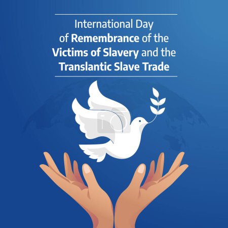 Internationaler Tag des Gedenkens an die Opfer der Sklaverei und des Transatlantischen Sklavenhandels als Vorlage für Feierlichkeiten. flache Bauweise. Vektor Folge 10.