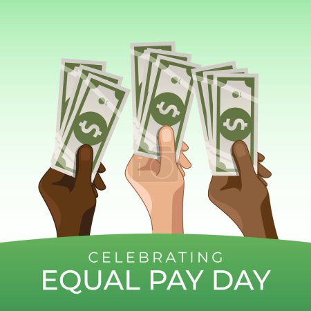 Die Entwurfsvorlage für den Equal Pay Day eignet sich gut zum Feiern. Flachbild. Vektor eps 10. Dollar-Zeichen-Vektor-Bild. 