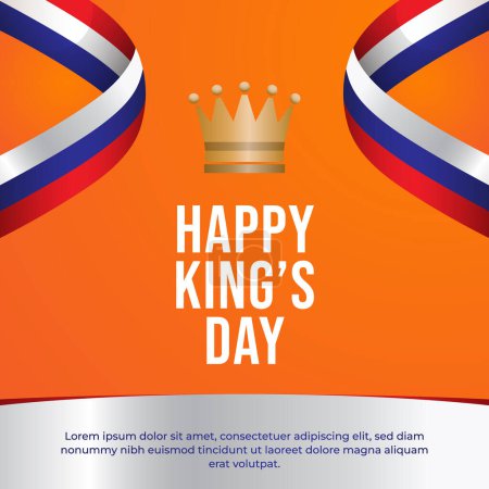 Téléchargez les illustrations : Modèle vectoriel King's Day bon pour l'utilisation de celebratiob. amsterdam jour du roi. Conception de couronne roi plat. vecteur eps 10. - en licence libre de droit